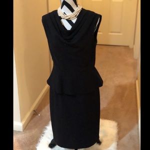 Black Droop Neck Peplum Dress